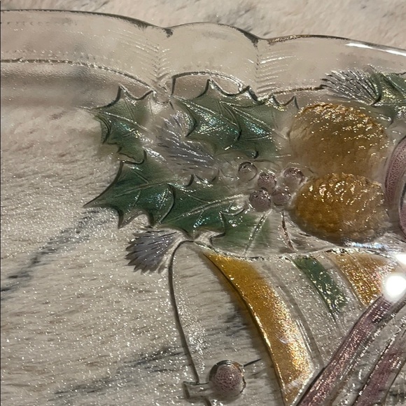 Beautiful small tray glass multicolored 10” x 8” perfect 🎅⛄️🎄decoration - Picture 4 of 8